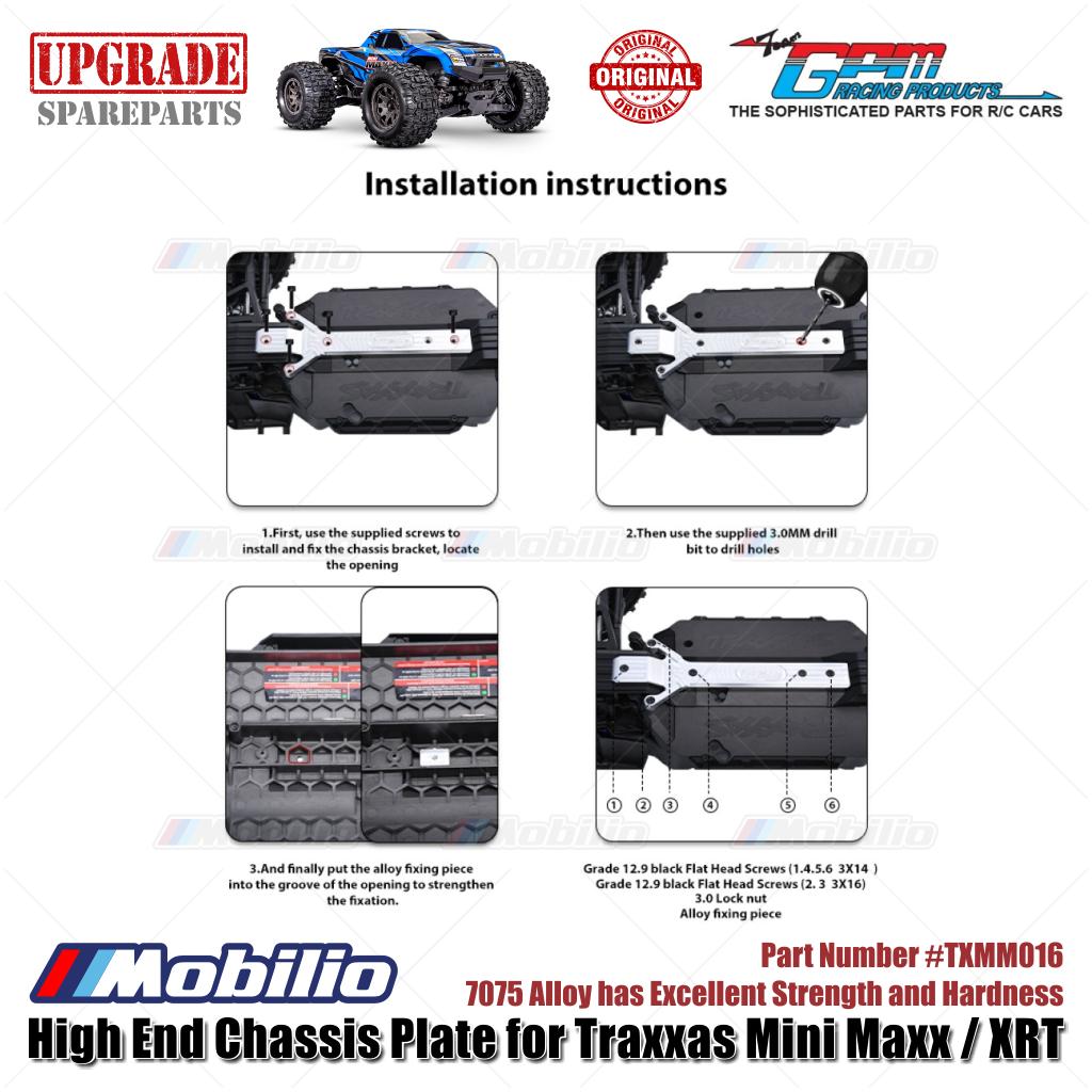 GPM Part #TXMM016 High End 7075 Alloy Chassis Plate for RC Traxxas Mini Maxx / Mini XRT