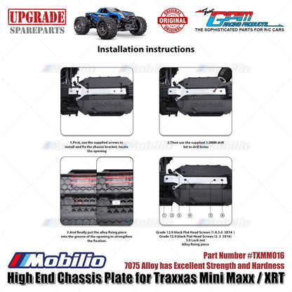 GPM Part #TXMM016 High End 7075 Alloy Chassis Plate for RC Traxxas Mini Maxx / Mini XRT