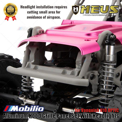 Set Panel Kisi Kap Aluminium Balap MEUS Dengan Lampu Depan Untuk Vanquish H10 OPTIC