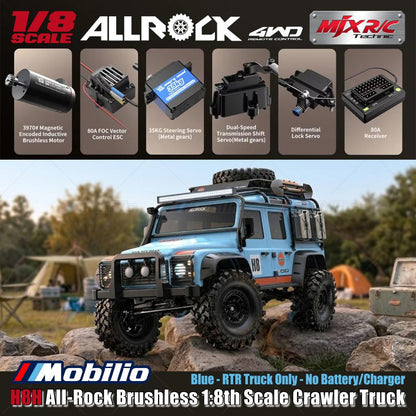 MJX H8H All-Rock Brushless 1:8th Scale Crawler Truck AllRock 4WD Biru RTR