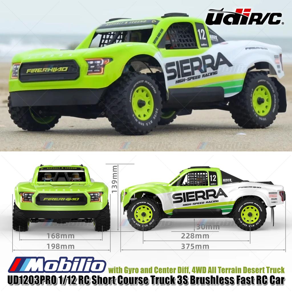 UDIR/C UD1203PRO Sierra 1/12 RC Short Course Truck 3S Brushless Fast RC Car with Gyro and Center Diff 4WD All Terrain Desert Truck RTR