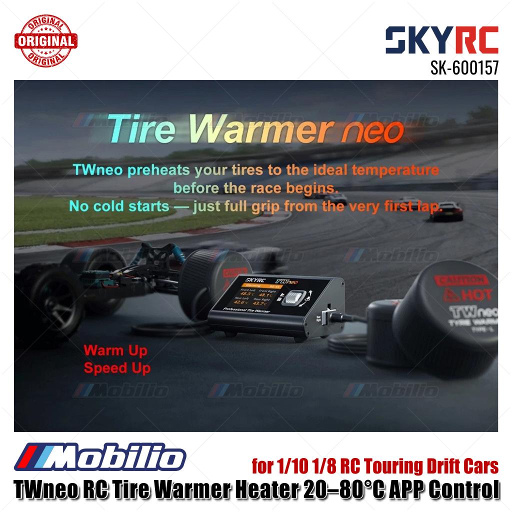 SkyRC #SK-600157 TWneo RC Penghangat Ban Pemanas 20–80℃ Kontrol Suhu 4 Roda Independen Kontrol Aplikasi untuk Ban Balap Mobil On-Road RC Skala 1/8 & 1/10