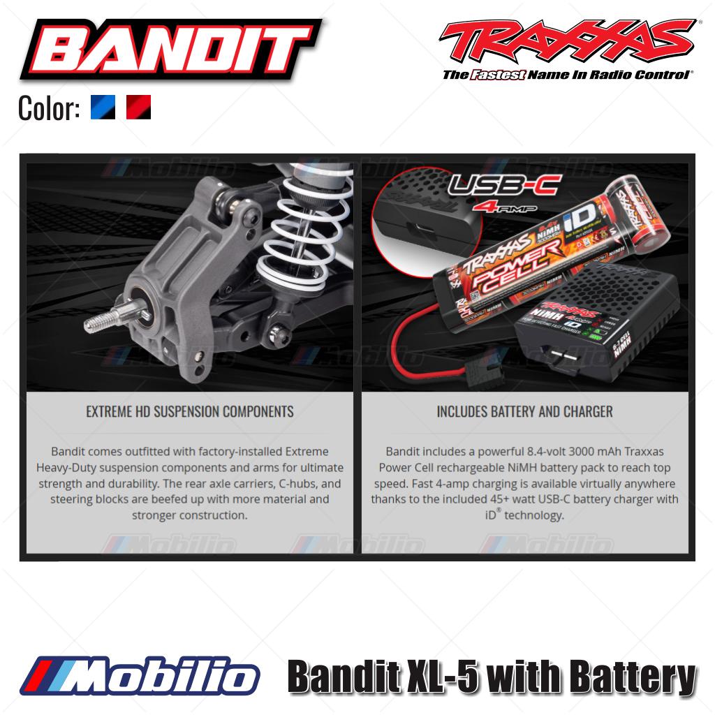 Traxxas 24254-8 Bandit XL-5 with Battery RC 2WD RC Race Buggy Fully Assembled Waterproof  Ready-To-Race RTR 2.4 GHz