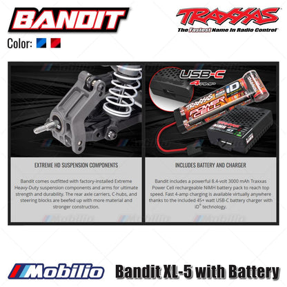 Traxxas 24254-8 Bandit XL-5 with Battery RC 2WD RC Race Buggy Fully Assembled Waterproof  Ready-To-Race RTR 2.4 GHz
