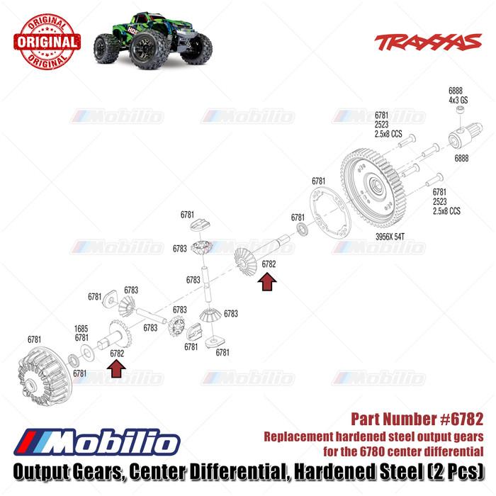 Traxxas Part #6782 Hardened Steel Output Gears for The 6780 Center Differential RC Hoss Rustler Stampede