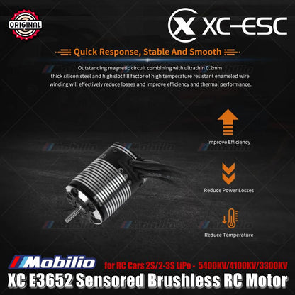 Motor RC Brushless Sensored XC-ESC E3652 2S/2-3S LiPo 5400KV/4100KV/3300KV untuk Mobil RC