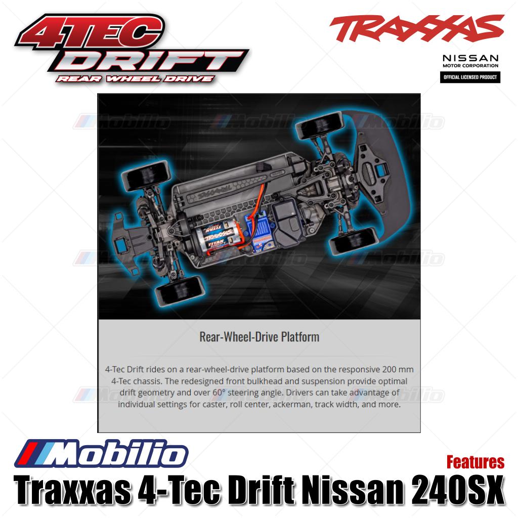 Traxxas 105247-4 4-Tec Drift Nissan 240SX S13 1/10 RWD with TQi 2.4 GHz Radio with Wireless Module Clipless Body RTR