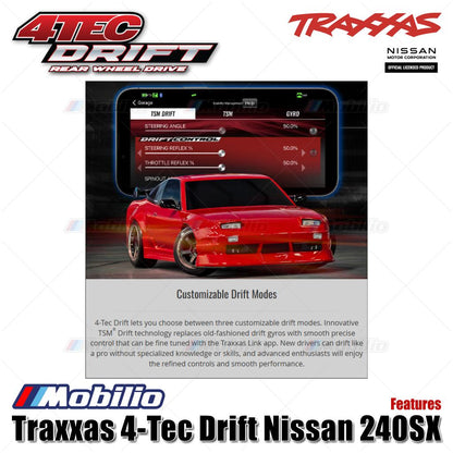 Traxxas 105247-4 4-Tec Drift Nissan 240SX S13 1/10 RWD with TQi 2.4 GHz Radio with Wireless Module Clipless Body RTR