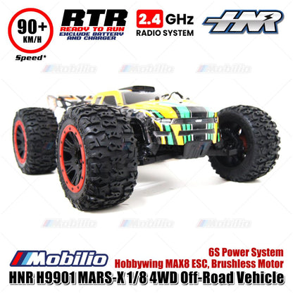 HNR H9901 MARS-X 1/8 4WD Off-Road Vehicle RC 6S Power System Hobbywing MAX8 ESC Brushless Motor RTR Remote Control