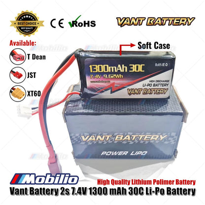 Baterai Vant 2S 7.4V 1300 mAh 30C Baterai RC Lithium Polimer