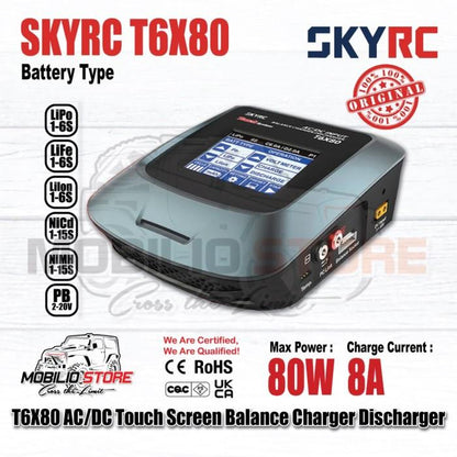 SKYRC T6X80 80W 8A AC/DC LCD Touch Charger Profesional LiPo/LiFe/Lilon