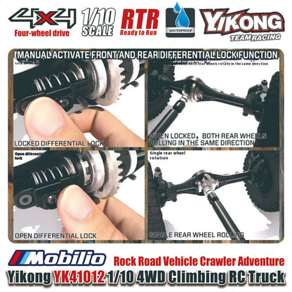 Yikong YK41012 1/10 4WD Climbing RC Truck Rock Road Vehicle Crawler Adventure