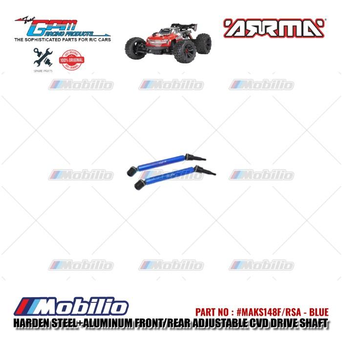 GPM Part #MAKS148F/RSA Hard Steel+Aluminum Front/Rear Adjustable CVD Drive Shaft RC Upgrade Arrma Kraton 4X4 4S BLX