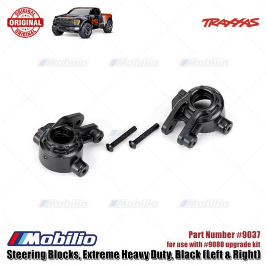 Traxxas Part #9037 Steering Blocks Extreme Heavy Duty Black Left & Right for 9080 Upgrade Kit Ford ST Rally Raptor Rustler Slash Stampede