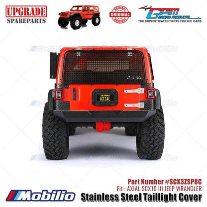 GPM Part #SCX3ZSP8C Stainless Steel Taillight Cover Accessories Axial SCX10 III Jeep Wrangler