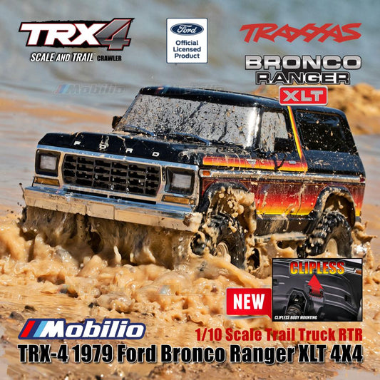 Traxxas 82246-4 TRX-4 1979 Ford Bronco Ranger 4X4 Skala 1/10 Truk Trail TRX4 RC Crawler Petualangan Tanpa Klip