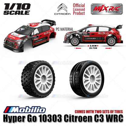MJX Hyper Go 10303 (DC) 70KPH Brushless 1:10 Scale Citroen C3 WRC Rally Car with Battery 2S 5000 and Charger