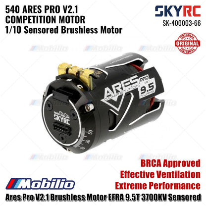SKYRC #SK-400003 Ares Pro V2.1 Motor Brushless Bersensor Disetujui BRCA Ventilasi Efektif Performa Ekstrem