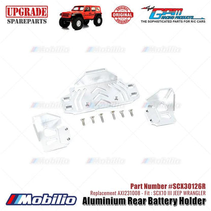 GPM Part #SCX30126R Aluminium Rear Battery Holder Upgrade Axial SCX10 III Jeep Wrangler AXI231008 Replacement