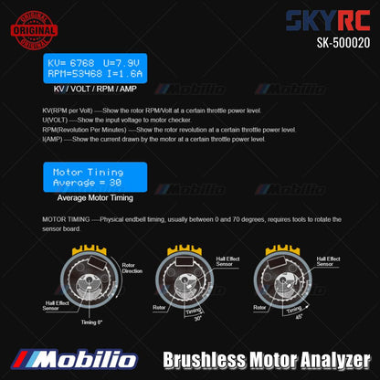 SKYRC #SK-500020 Penganalisis Motor Brushless Nilai KV RPM Arus Tarikan Waktu Motor