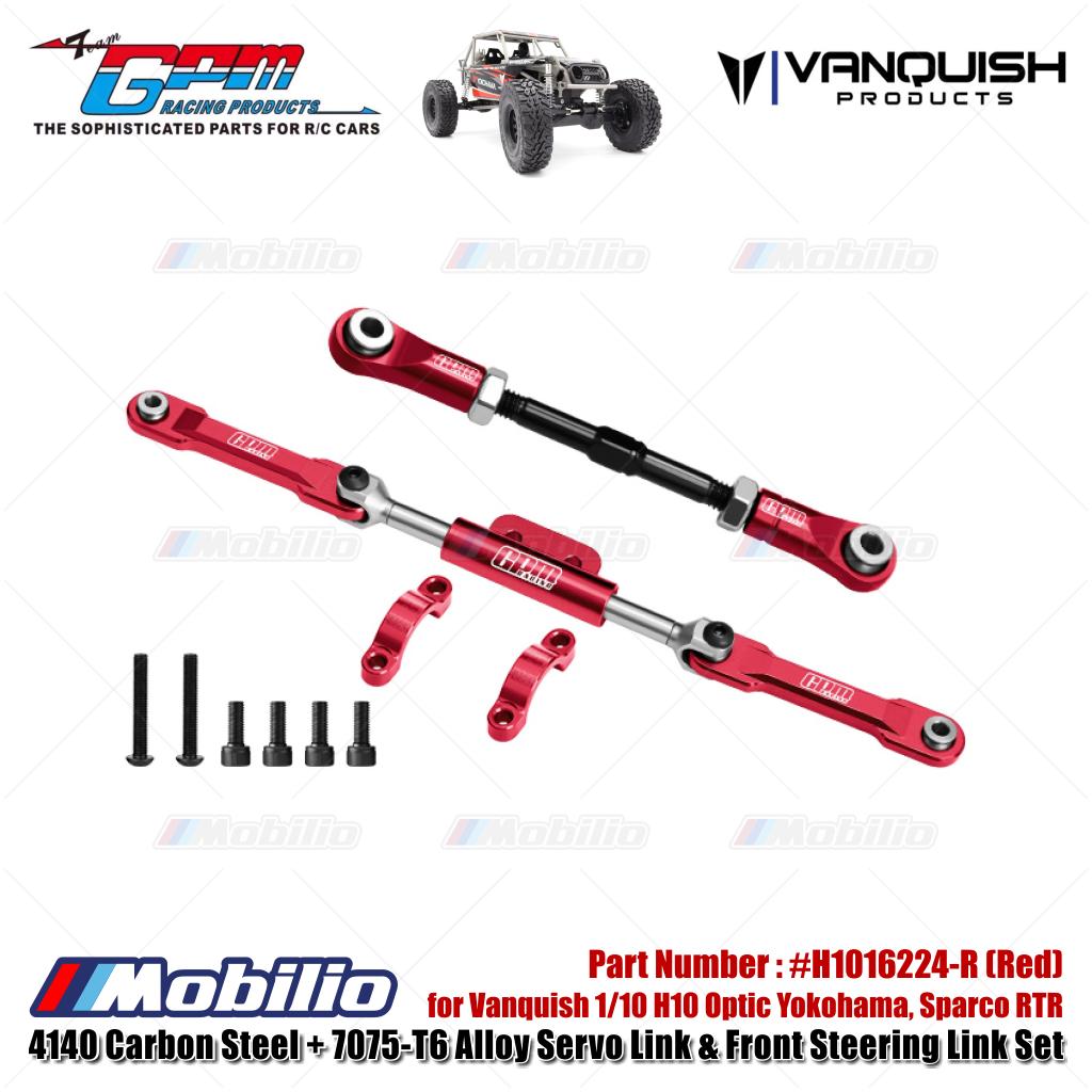 GPM Part #H1016224 4140 Carbon Steel + 7075-T6 Alloy Servo Link & Front Steering Link Set for Vanquish 1/10 H10 Optic Yokohama Sparco RTR