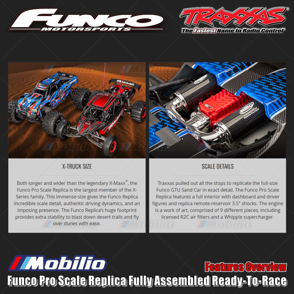 Traxxas 109076-4 Funco Pro Scale Replica Rakitan Lengkap Siap Balap (RTR) dengan Sistem Radio TQi 2.4 GHz, Sistem Tenaga Brushless VXL-8S, dan Bodi Clipless Replika Funco