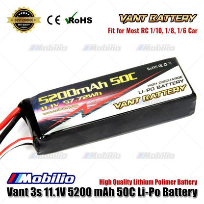 Baterai Lipo Vant 3s 11.1 Volt 5200mAh 50C Lithium Polimer untuk Traxxas