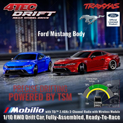 Traxxas 105237-4 Ford Mustang 4-Tec Drift: Mobil Drift RWD 1/10 Tahan Air RTR TSM dengan Modul Nirkabel