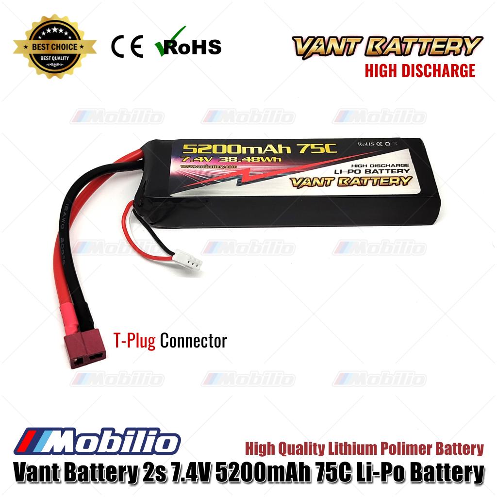 Baterai Vant 7.4V 2S 5200mAh 75C Lithium Polymer LiPo RC Soft Case