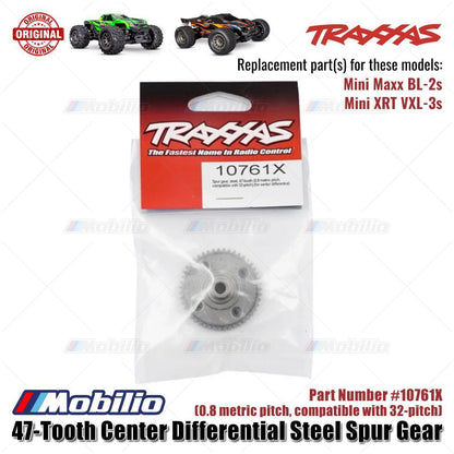 Traxxas Part #10761X 47-Tooth Center Differential Steel Spur Gear 0.8 Metric Pitch Compatible with 32-pitch RC Mini Maxx BL-2S Mini XRT VXL-3S