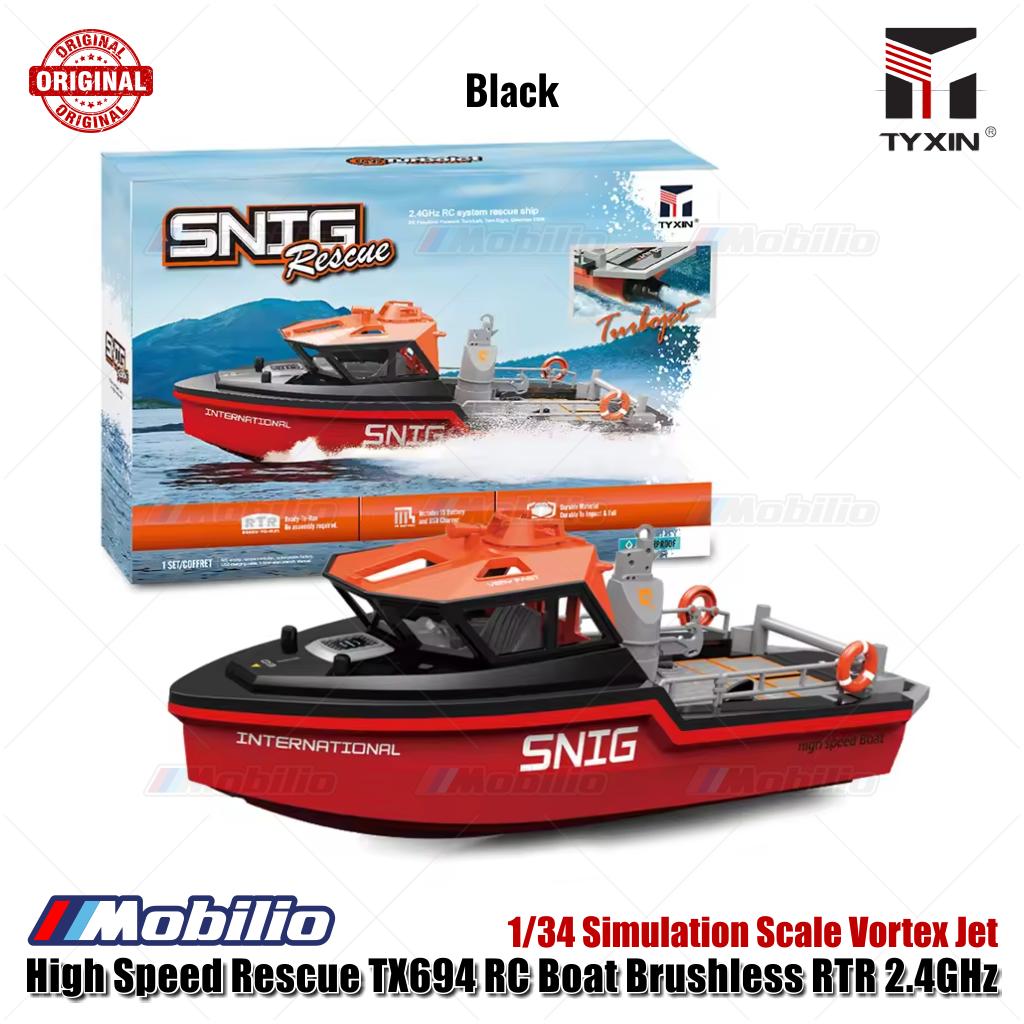 Perahu RC Penyelamat Berkecepatan Tinggi TX694 Brushless RTR 2.4GHz Skala Simulasi 1/34 Jet Vortex