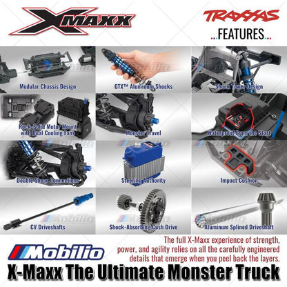 TRAXXAS 77096-4 Truk Monster X-maxx Xmaxx Skala 1/6 Baru dengan Ban Belted Sledgehammer, Motor Brushless 8s, Penggerak 4WD, TQI, TSM, Siap Pakai (RTR)