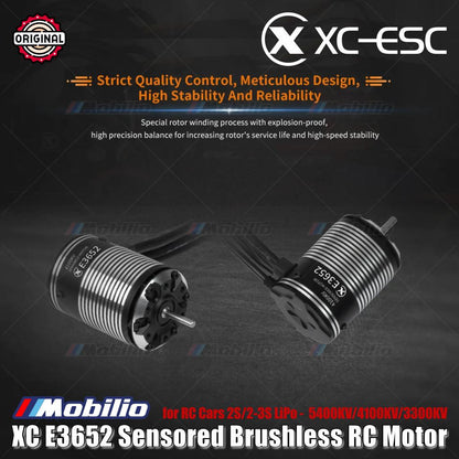 Motor RC Brushless Sensored XC-ESC E3652 2S/2-3S LiPo 5400KV/4100KV/3300KV untuk Mobil RC