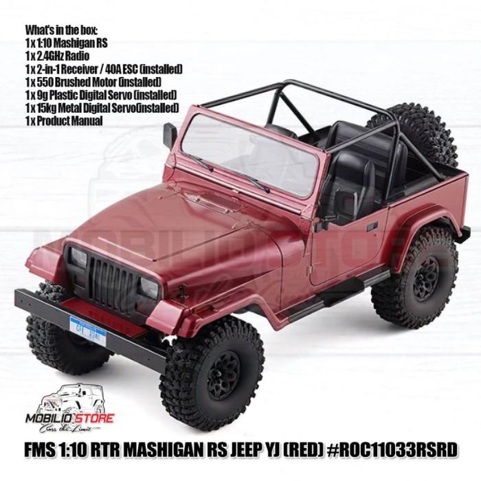 FMS Mashigan RS Jeep Wrangler (YJ) Merah 4WD Skala 1/10 RTR RC Crawler
