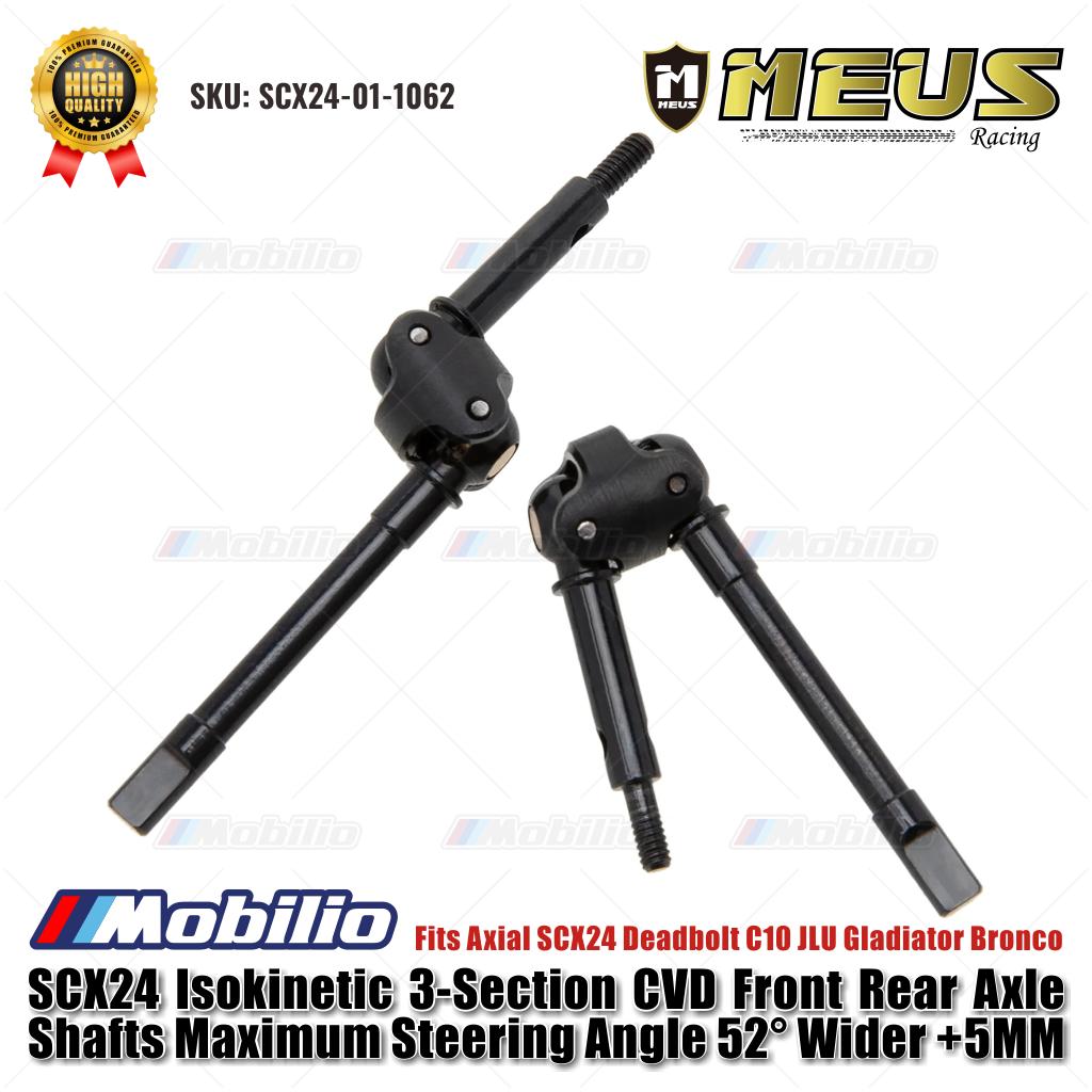 MEUS Racing SCX24 Poros Gandar Depan Belakang CVD Isokinetik 3 Bagian Sudut Kemudi Maksimal 52° Lebih Lebar +5MM Cocok untuk Axial SCX24 Deadbolt C10 JLU Gladiator Bronco