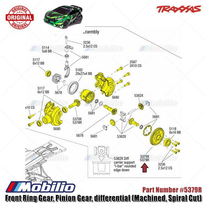 Traxxas Part #5379R Front Ring Gear Pinion Gear Differential Machined Spiral Cut for RC ST Rally Slash Stampede Hoss Rustler