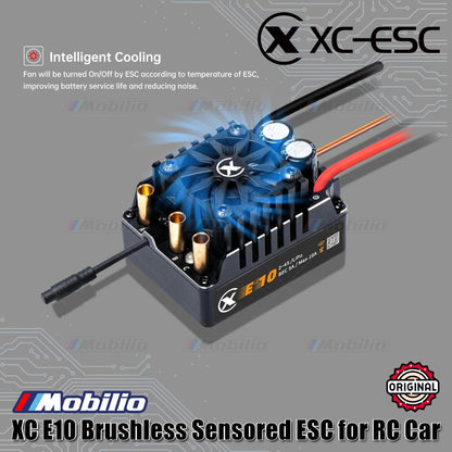 XC-ESC E10 Brushless Sensored ESC LiPo 2-4S 140A Kontinu BEC 5A 10A Puncak untuk Mobil RC 1/8 - 1/10