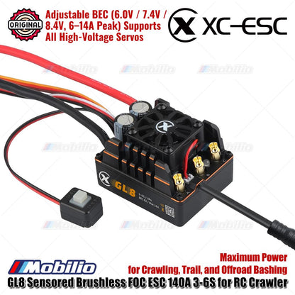 XC-ESC GL8 Sensored Brushless ESC 140A 3-6S untuk RC Crawler Trail dan Offroad Bashing