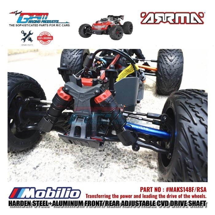 GPM Part #MAKS148F/RSA Hard Steel+Aluminum Front/Rear Adjustable CVD Drive Shaft RC Upgrade Arrma Kraton 4X4 4S BLX