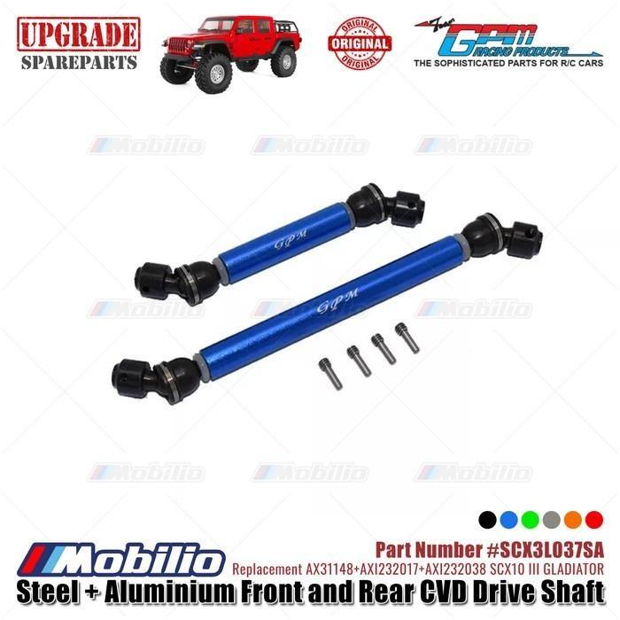 GPM Part #SCX3L037SA Steel & Aluminium Front Rear CVD Drive Shaft Upgrade RC Axial SCX10 III Jeep Gladiator Remote Motor Control Toy