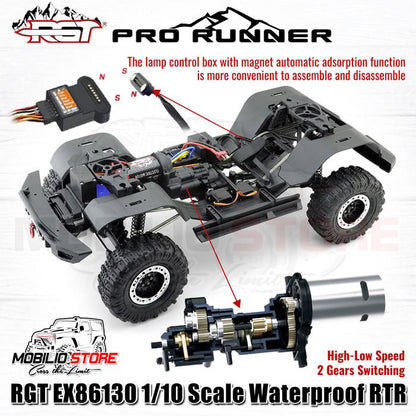 RGT EX86130 Pro Runner 1/10 Skala Tahan Air RTR 2.4GHz Mobil RC Crawler Kontrol Jarak Jauh