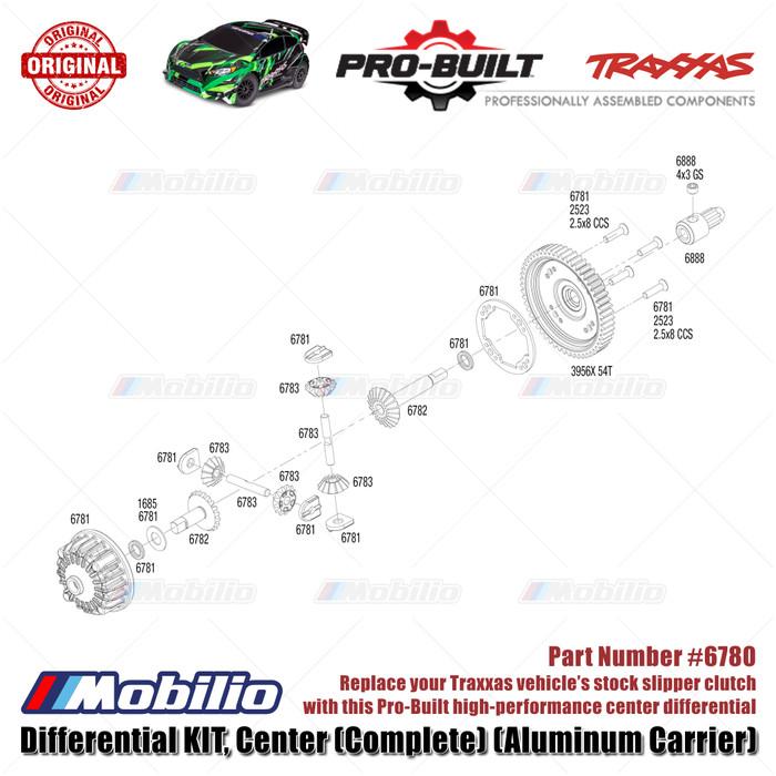 Traxxas Part #6780 Pro-Built High-Performance Center Differential with 54-tooth 32-pitch Steel Spur Gear for Ford Raptor Slash Hoss Rustler Stampede