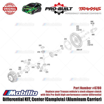 Traxxas Part #6780 Pro-Built High-Performance Center Differential with 54-tooth 32-pitch Steel Spur Gear for Ford Raptor Slash Hoss Rustler Stampede