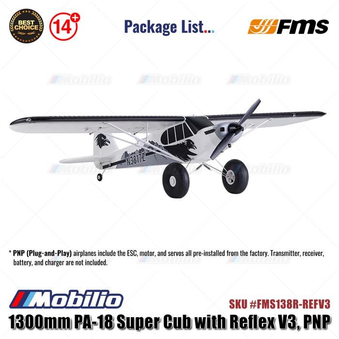 FMS 1300mm PA-18 Super Cub dengan Reflex V3 - PNP/RTF #FMS138R-REFV3 RC Pesawat Aeromodelling
