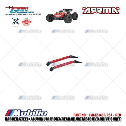 GPM Part #MAKS148F/RSA Hard Steel+Aluminum Front/Rear Adjustable CVD Drive Shaft RC Upgrade Arrma Kraton 4X4 4S BLX