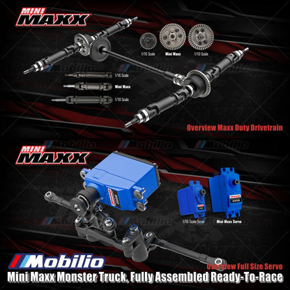 Traxxas 107154-1 Mini Maxx Monster Truck Rakitan Lengkap Brushless Siap Balap (RTR) Termasuk Baterai &amp; Charger Kecepatan 30+ mph Penggerak 4WD Tahan Air Sistem Radio TQ 2.4 GHz